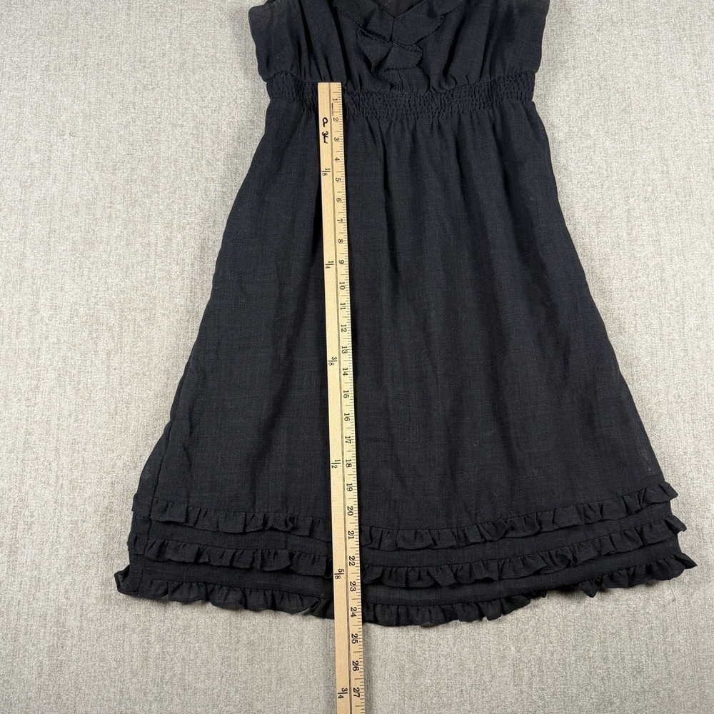 Maeve Anthropologie Black Ruffle Dress Sz 8‎ Wool Blend Empire Waist Cottagecore - Picture 9 of 10